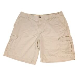 Columbia Omni-Shade Mens Cargo Shorts Beige Tan Cotton 40W 10L Outdoor Hiking